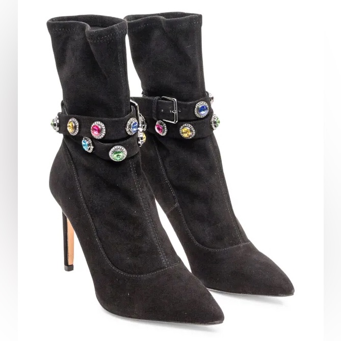Kurt Geiger London Sofia Suede Multicolor Rhinestone Boots Size 40.5
